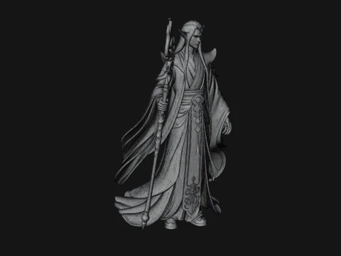 Elven High Mage Statue Design 15 - 3D Print Model 3D Print Model