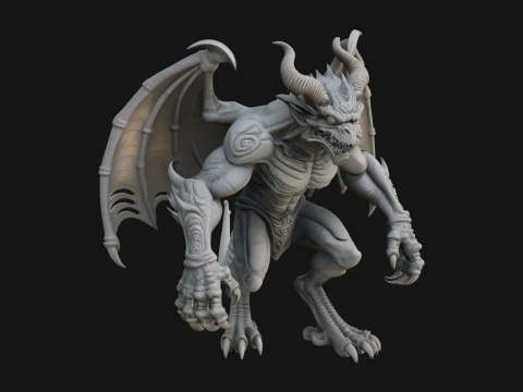 翼のあるドラゴンの悪魔像デザイン 28 - 3D プリントモデル 3Dプリントモデル