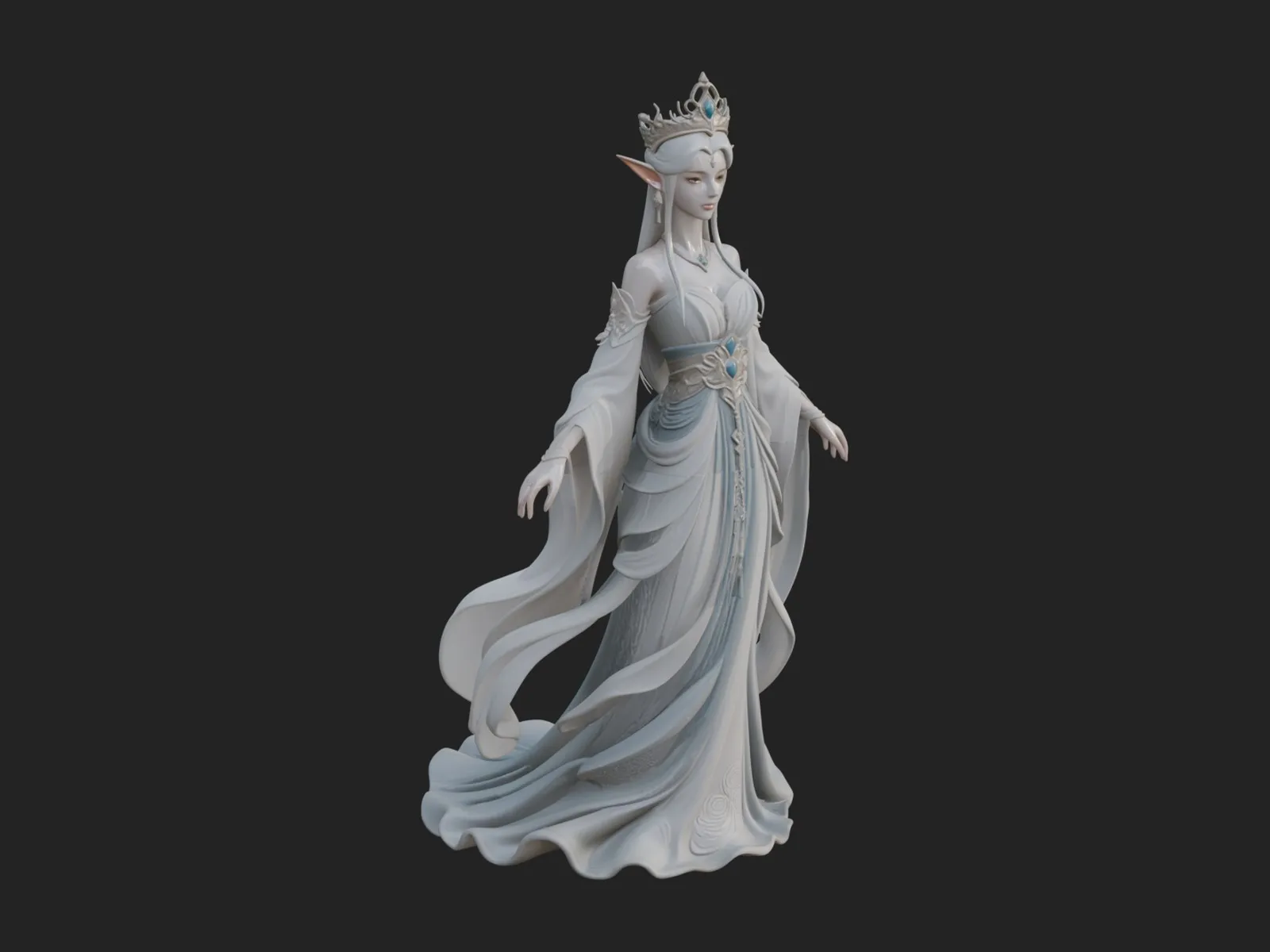 Elven Queen Statue Design 20 - 3D Print Model 3D Print Model .c4d .max .obj .3ds .fbx .stl .blend 