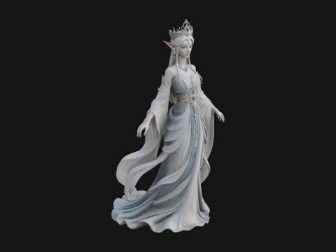 Projeto da est&aacute;tua da rainha &eacute;lfica 20 - modelo de impress&atilde;o 3D Modelo de Impressão 3D