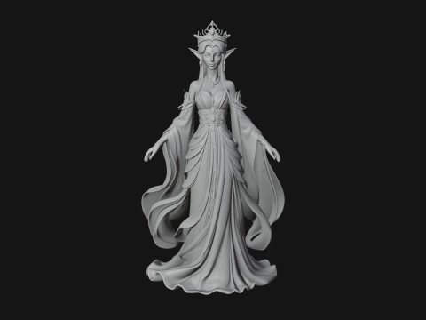 Elven Queen Statue Design 20 - 3D Print Model 3D Print Model