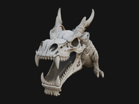 ドラゴン スカル バスト像デザイン 11 - 3D プリント モデル 3Dプリントモデル