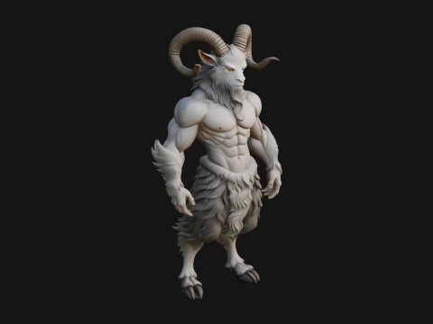 ヤギの頭を持つ獣人像デザイン 10 - 3D プリントモデル 3Dプリントモデル