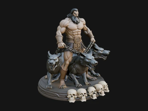 Hades with Cerberus Statue Design 3 - 3D Print Model 3D Print Model