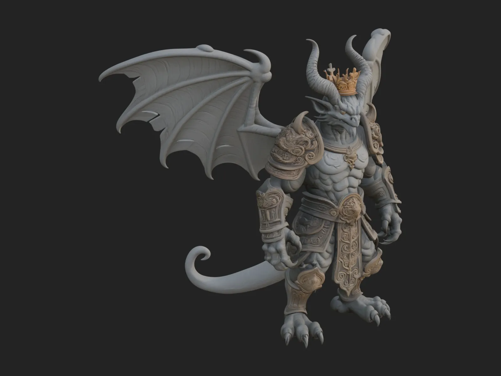 Winged Dragon Demon Statue Design 29 - 3D Print Model 3D Print Model .c4d .max .obj .3ds .fbx .stl .blend 