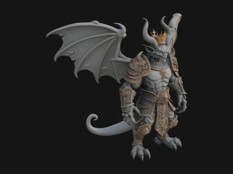 翼のあるドラゴンの悪魔像デザイン 29 - 3D プリントモデル 3Dプリントモデル
