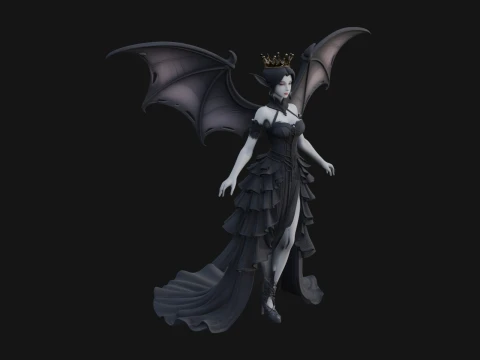Winged Vampire Queen Statue Design 3 - 3D Print Model 3D Print Model