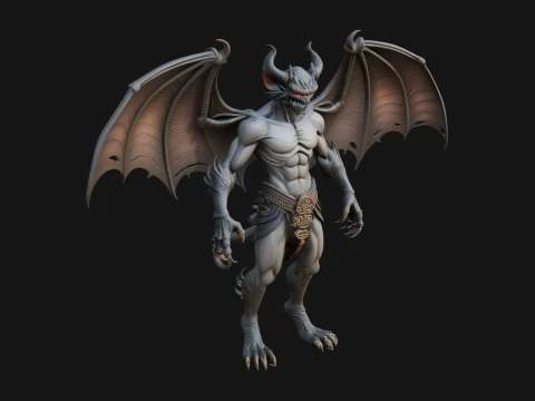 Winged Horned Demon Statue Design 12 - 3D Print Model 3D Print Model