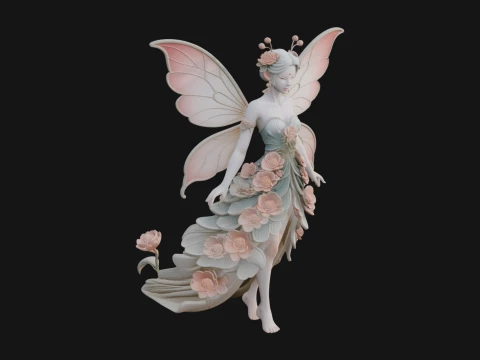 Butterfly Wing Fairy Statue Design 23 - 3D Print Model 3D Print Model