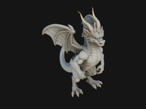 翼のあるドラゴンの像デザイン 36 - 3D プリントモデル 3Dプリントモデル