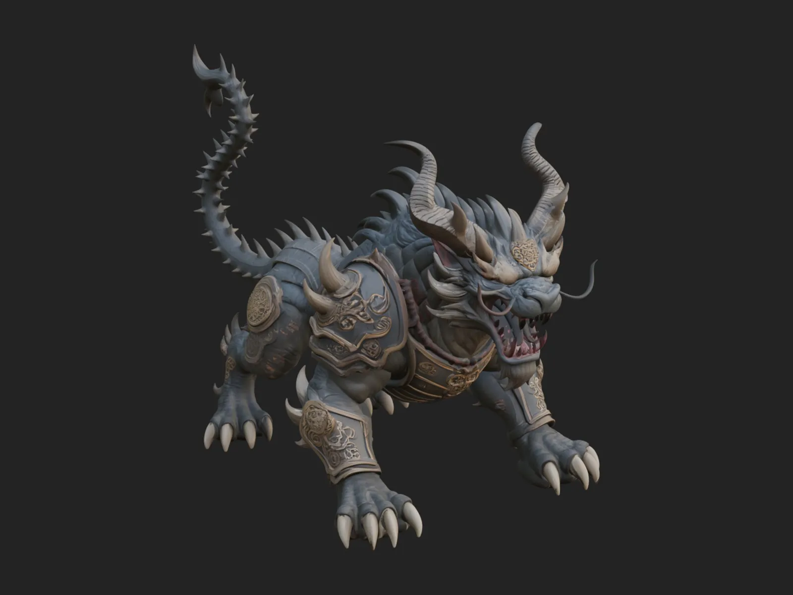 Armored Bull Beast Statue Design 4 - 3D Print Model 3D Print Model .c4d .max .obj .3ds .fbx .stl .blend