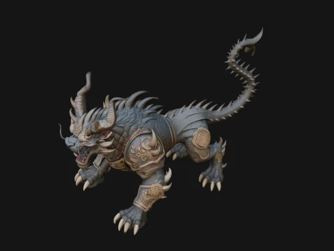 Armored Bull Beast Statue Design 4 - 3D Print Model 3D Print Model
