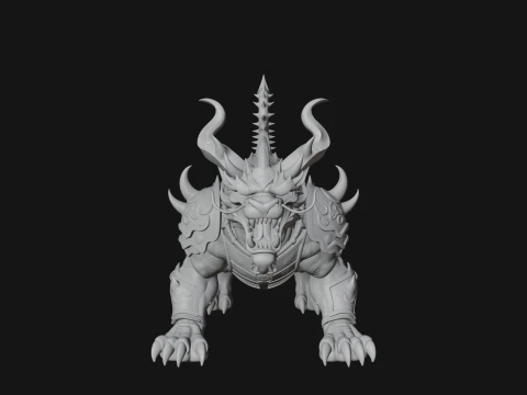 Armored Bull Beast Statue Design 4 - 3D Print Model 3D Print Model