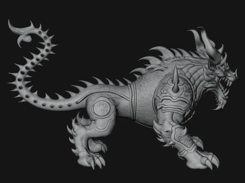 Armored Bull Beast Statue Design 4 - 3D Print Model 3D Print Model