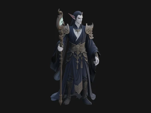 Elven High Mage Statue Design 17 - 3D Print Model 3D Print Model