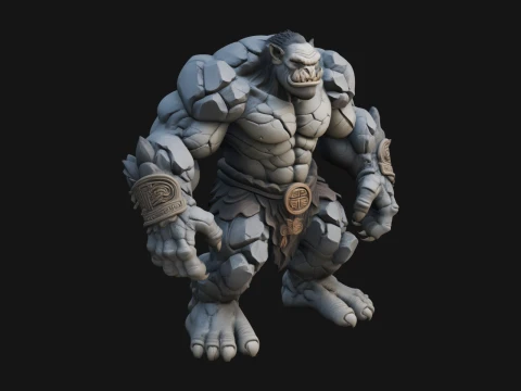 Stone Rock Golem Statue Design 8 - 3D Print Model 3D Print Model