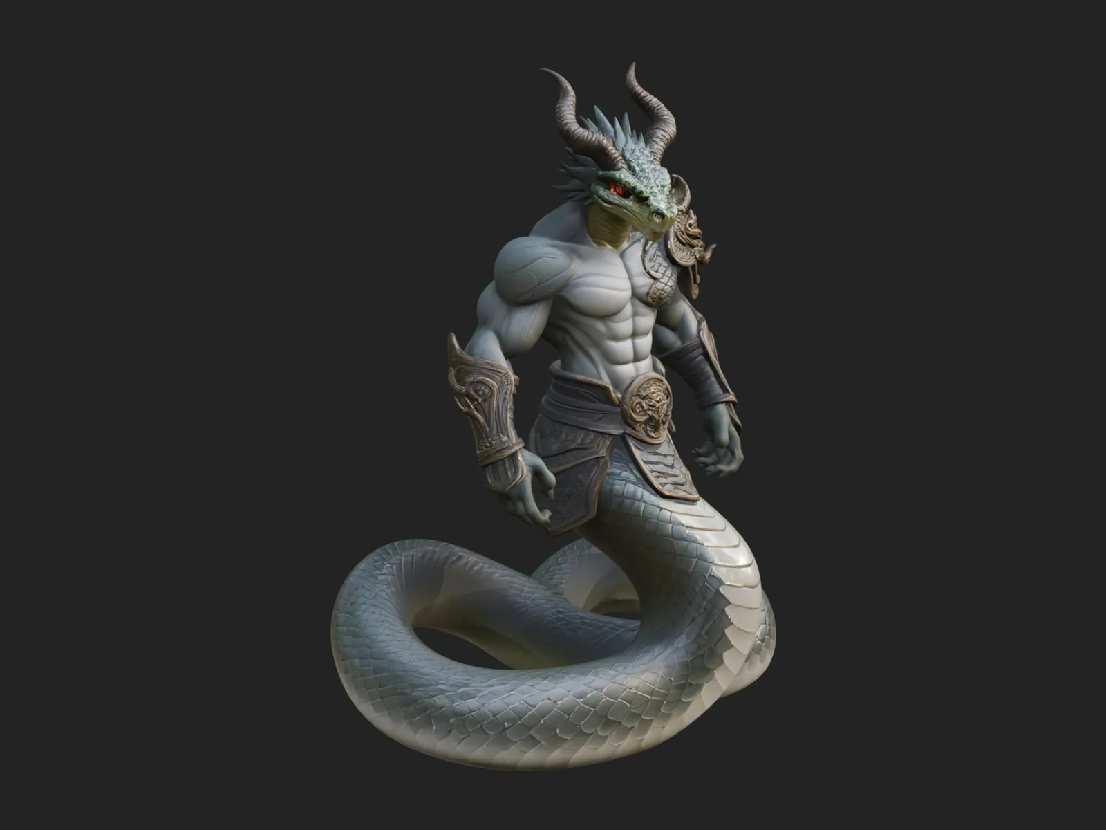 Serpent Bodied Naga Statue Design 3 - 3D Print Model 3D Print Model .c4d .max .obj .3ds .fbx .stl .blend 