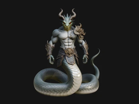 Serpent Bodied Naga Statue Design 3 - 3D Print Model 3D Print Model