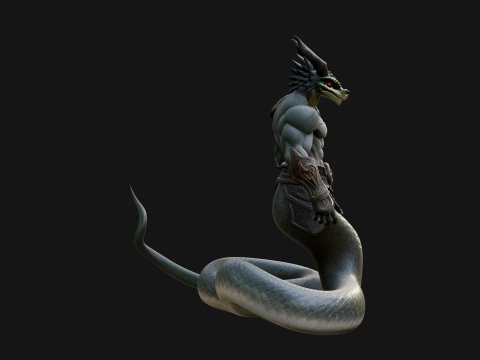 Serpent Bodied Naga Statue Design 3 - 3D Print Model 3D Print Model