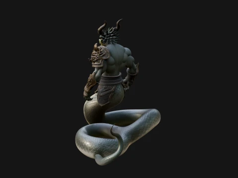 Serpent Bodied Naga Statue Design 3 - 3D Print Model 3D Print Model