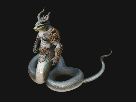 Serpent Bodied Naga Statue Design 3 - 3D Print Model 3D Print Model