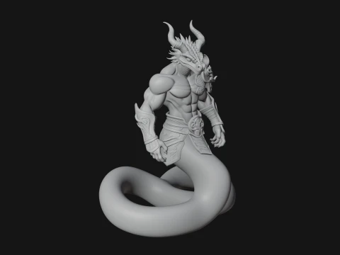 Serpent Bodied Naga Statue Design 3 - 3D Print Model 3D Print Model