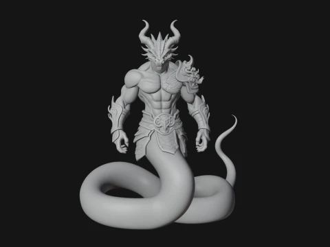 Serpent Bodied Naga Statue Design 3 - 3D Print Model 3D Print Model