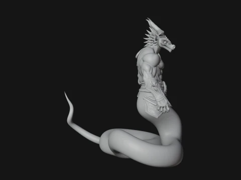 Serpent Bodied Naga Statue Design 3 - 3D Print Model 3D Print Model
