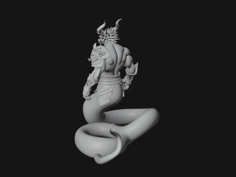 Serpent Bodied Naga Statue Design 3 - 3D Print Model 3D Print Model