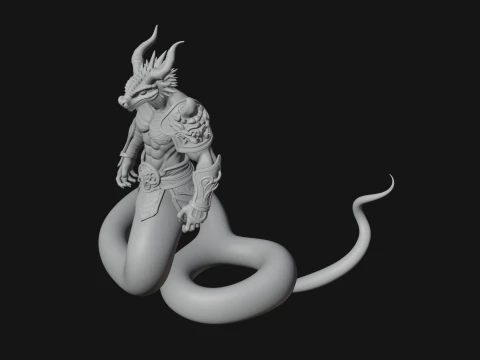 Serpent Bodied Naga Statue Design 3 - 3D Print Model 3D Print Model