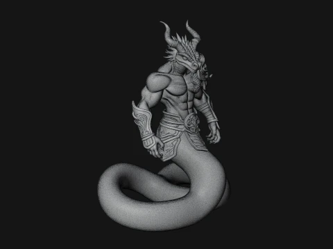 Serpent Bodied Naga Statue Design 3 - 3D Print Model 3D Print Model