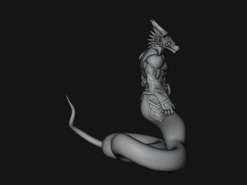 Serpent Bodied Naga Statue Design 3 - 3D Print Model 3D Print Model
