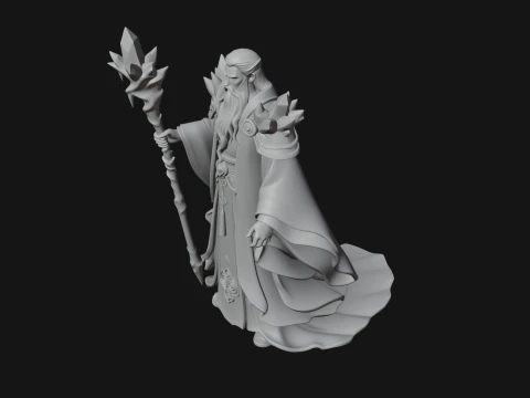 Elven High Mage Statue Design 18 - 3D Print Model 3D Print Model