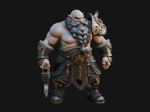 Dwarf Warrior Statue Design 2 - 3D Print Model 3D Print Model