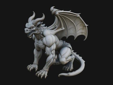 翼のあるドラゴンの悪魔像デザイン 30 - 3D プリントモデル 3Dプリントモデル