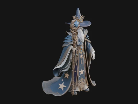 Robed Wizard Statue Design 9 - 3D 프린트 모델 3D 프린트 모델