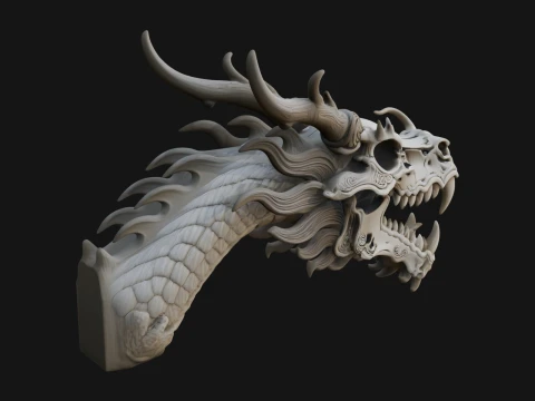 드래곤 해골 흉상 동상 디자인 12 - 3D 인쇄 모델 3D 프린트 모델