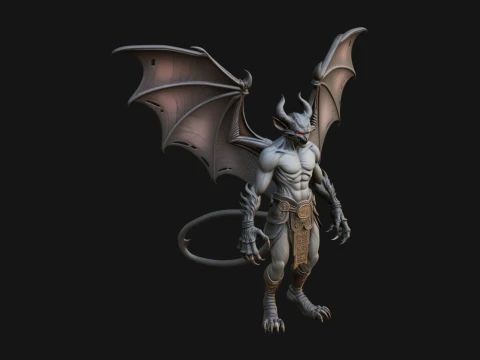 날개 달린 뿔 악마 동상 디자인 14 - 3D 프린트 모델 3D 프린트 모델