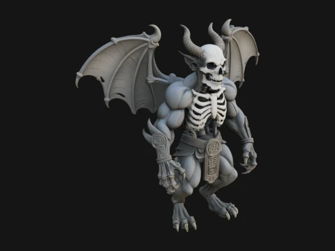 날개 달린 뿔 악마 동상 디자인 15 - 3D 프린트 모델 3D 프린트 모델