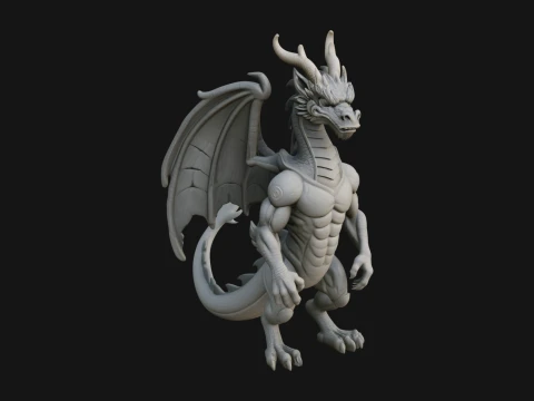 Winged Dragon Statue Design 37 - 3D Print Model 3D 프린트 모델