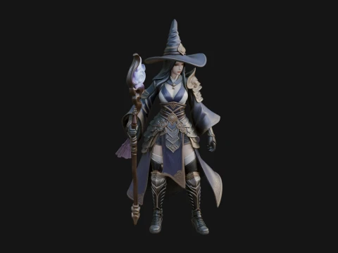 Witch Hat Sorcerer Statue Design 17 - 3D Print Model 3D 프린트 모델