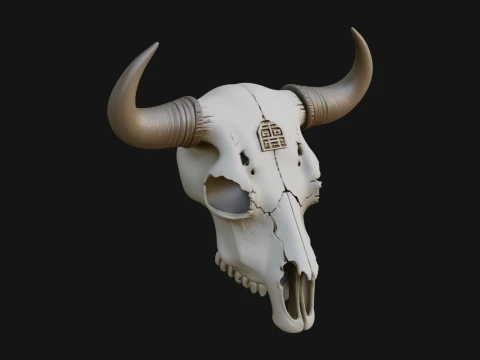 Bull Skull Statue Design 3 - 3D Print Model 3D 프린트 모델