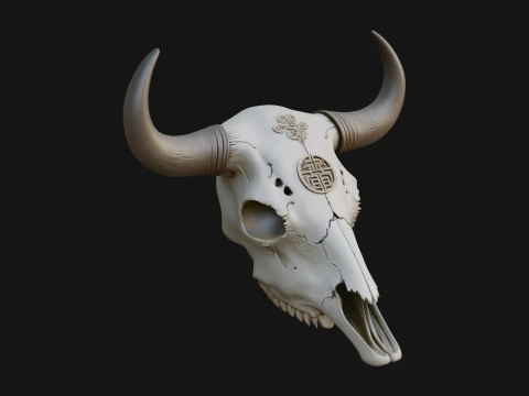 Bull Skull Statue Design 4 - 3D Print Model 3D 프린트 모델