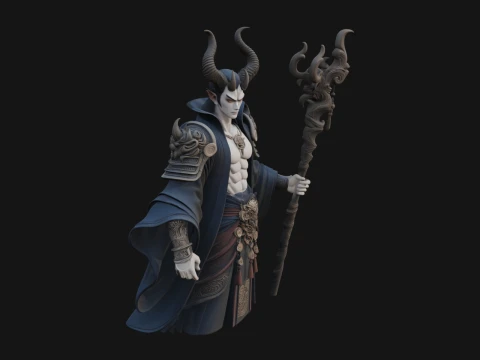 Horned Demon Mage Statue Design 1 - 3D Print Model 3D 프린트 모델