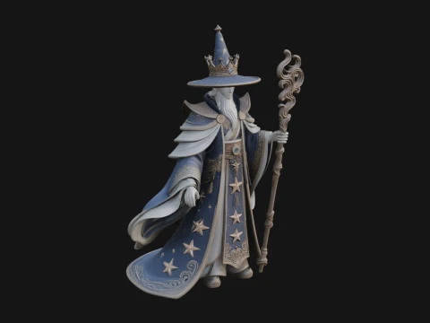 Robed Wizard Statue Design 10 - 3D Print Model 3D 프린트 모델