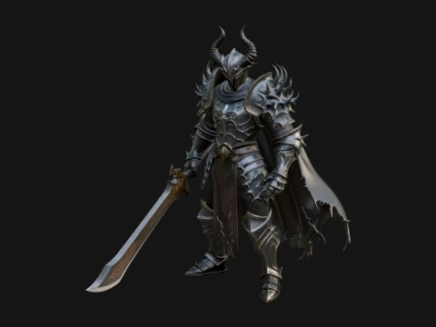 Armored Knight Statue Design 34 - 3D Print Model 3D 프린트 모델