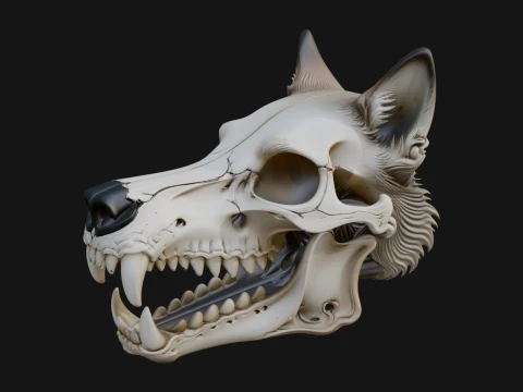 Carved Beast Skull Statue Design 3 - 3D Print Model 3D 프린트 모델