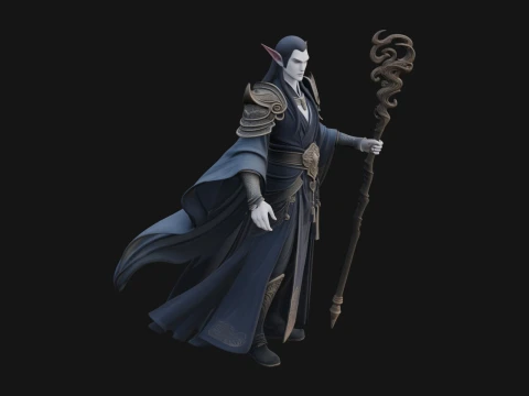 Elven High Mage Statue Design 20 - 3D Print Model 3D 프린트 모델