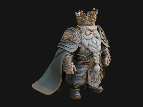 Crowned Dwarf King Statue Design 3 - 3D Print Model 3D 프린트 모델