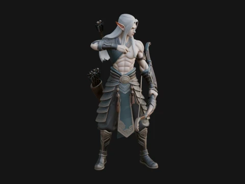 Elven Archer Statue Design 15 - 3D Print Model 3D Druckmodell